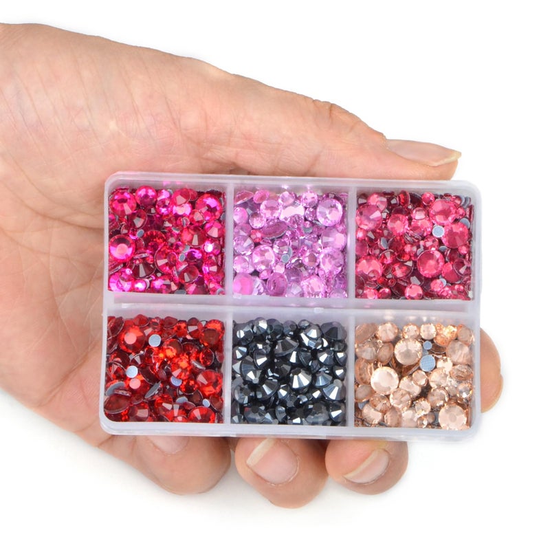 LPBeads 6400 Pieces 12 Colors Hotfix Rhinestones Flat Back 5 Mixed Sizes Crystal Round Glass Gems with Tweezers and Picking Rhinestones Pen - Image 4
